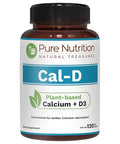 Pure Nutrition Cal D - Plant Based Calcium With Vit D3 K2 & Magnesium 120 Tabs 500Mg Vegan Calcium Per Serving Algae Calcium Supplement For Bone Health