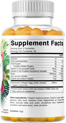 Vitamatic 2 Packs Hydrolyzed Collagen Gummies With Vitamin C, Zinc And Biotin, 200 Mg - 60 Gummies (Total 120 Count)