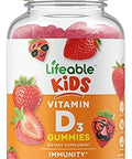 Lifeable Vitamin D Kids + Biotin Kids Gummies Bundle Great Tasting Vitamin Supplement Gluten Gmo Chewable Gummy