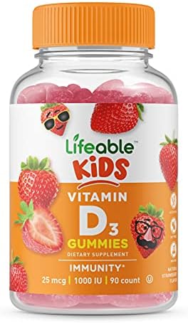 Lifeable Vitamin D Kids + Biotin Kids Gummies Bundle Great Tasting Vitamin Supplement Gluten Gmo Chewable Gummy