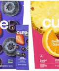 Cure Hydration Plantbased Electrolyte Drink Mix Energy & Dehydration Bundle No Sugar Coconut Water 100Mg Caffeine Nongmo Vegan 14Pack Each: Acai Berry & Tropical Punch