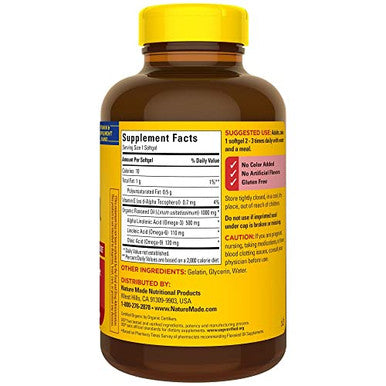 Nature Made Flaxseed Oil 1000 Mg Softgels 180 Ct