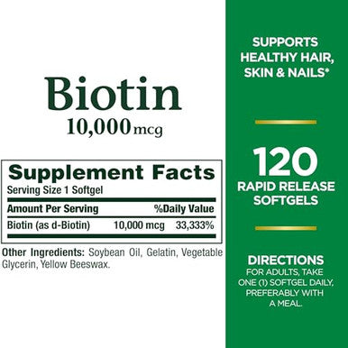 Nature's Bounty Biotin 10 000 Mcg Rapid Release Softgels 120 Ea ( ) Pack Of 2