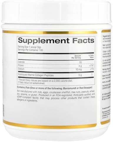 California Gold Nutrition Collagen Peptides Powder With Hyaluronic Acid Support For Healthy Hair Skin Nails Joints And Bones Nongmo Gluten And Dairy Unflavored 17.64 Oz (500 G)