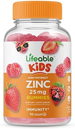 Lifeable Zinc 25Mg Kids + Phosphatidylserine (Ps) Kids Gummies Bundle Great Tasting Vitamin Supplement Gluten Gmo Chewable Gummy