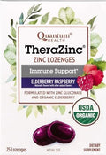 Quantum Health TheraZinc USDA Organic Zinc Lozenges Eldertry Raspberry Immune Support Formulated with Zinc Gluconate Fast Relief No Aftertaste 25 Count Pack of 1
