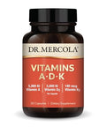 Dr. Mercola Vitamins ADK 30 Servings (30 Capsules) Dietary Supplement 5000 IU Vitamin A and Vitamin D3 180 mcg Vitamin K2 Supports Immune Health Non GMO