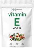 Micro Ingredients Vitamin E 400Iu 300 Softgels Pure Vitamin E Oil Pills Antioxidant Supplements For Skin Face Heart and Immune Health NonGmo Gluten