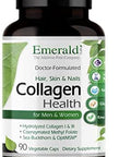 Emerald Labs Collagen Health - Hydrolyzed Collagen For Healthy Hair, Skin & Nails With Saw Palmetto & Beta-Sitosterol - Also Supports Immune & Adrenal Health - 90 Vegetable Capsules (30-Day Supply)