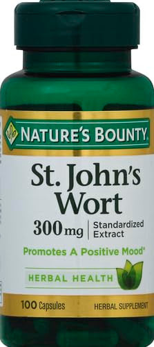 Nature's Bounty St. John S Wort 300Mg Capsules Herbal Health Supplement Promotes A Positive Mood 100 Capsules