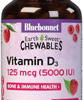 Bluebonnet Nutrition Earth Sweet Vitamin D3 5000 Iu Chewable Tablets Aids In Muscle & Skeletal Growth Non Gmo Gluten & Soy & Milk Kosher Raspberry White 90 Count