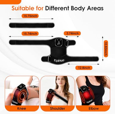 Epinuo Red Light Therapy For KneeWith 5 Vibration Massage Cordless Rechargeable 5000Mah Heated Knee Massager For Pain Relief s For Women Men 660Nm&850Nm Near Infrared Light Brace