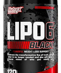 Nutrex Lipo-6 Black Max Strength Fat Burner - Fast Acting Energy Weight Loss Diet Pills Appetite Suppressant Metabolism Booster 120 Capsules
