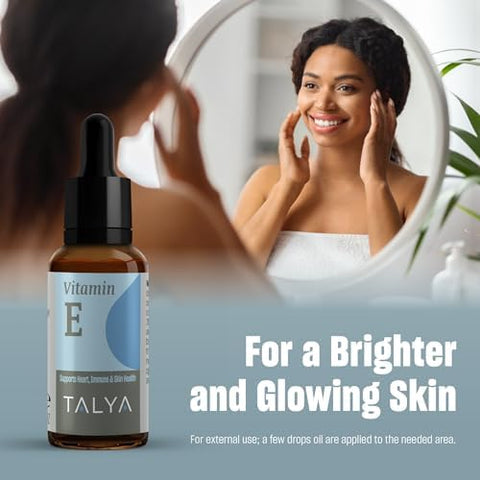 TALYA Vitamin E Liquid Drops 0.34 fl.oz Bone Joint Heart Health for Scars and Skin Bottle with Dropper Supplement NonGMO Vegan