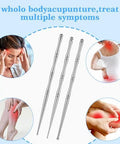 Matwsec Acupuncture Pen Acupressure Pen Facial Reflexology Tools For Muscle Tension And Pain Relief Stainless Steel Double Headed Face Stick Fascia Tool Deep Tissue Massage Tool 3 Pcs