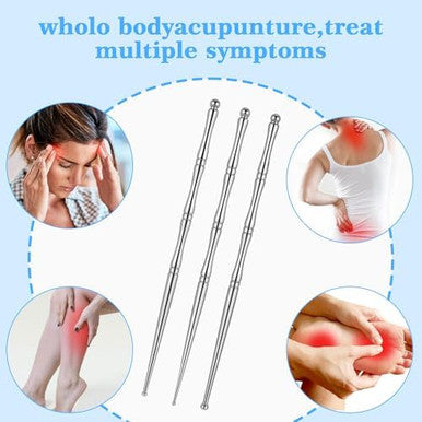 Matwsec Acupuncture Pen Acupressure Pen Facial Reflexology Tools For Muscle Tension And Pain Relief Stainless Steel Double Headed Face Stick Fascia Tool Deep Tissue Massage Tool 3 Pcs