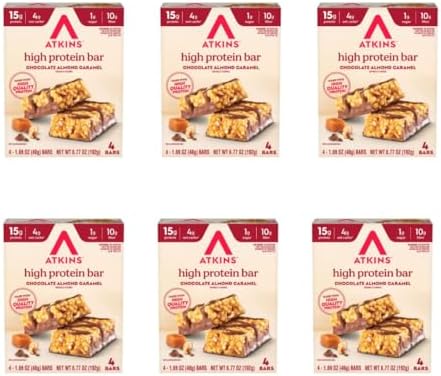 Atkins Blueberry Greek Yogurt Flavor High Protein Bar 15G Protein 3G Sugar 5G Net Carb High Fiber Snacks Keto Friendly Protein Bars 4 Count (Pack Of 6)