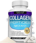 Toplux Multi Collagen Peptides Pills 1800 Mg Complex Type I Ii Iii V X Premium Collagen Complex For Better Skin & Hair Strong Joint Hydrolyzed Protein For Men Women 90 Capsules Supplement