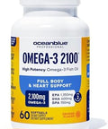 Oceanblue Professional Omega3 2100Mg Fish Oil Supplement " Triple Strength High Potency Epa Dha & Dpa " Burpless Wildcaught Natural Orange Flavor " 60 Count (Pack Of 1)