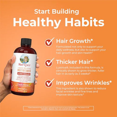 Maryruth'S Maryruth'S Liquid Morning Multivitamin Hair Growth (Peach Mango 15.22Oz) & Iron Liquid (Berry) Clean Label Project Verified Beauty Immunity & Overall Health Vegan Non-Gmo