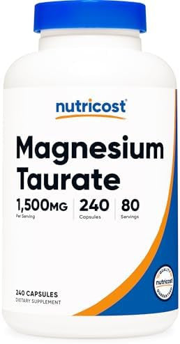 Nutricost Magnesium Taurate 1500Mg 240 Capsules Gluten Nongmo Vegan 80 Servings