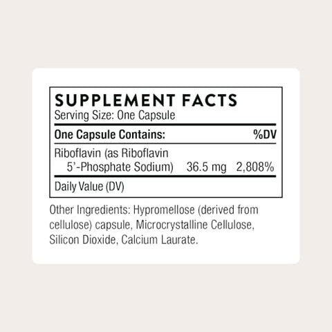 Thorne - Riboflavin 5'-Phosphate - Bioactive Tissue Ready Form Of Vitamin B2 For Methylation Support - Vitamin B2 Supplement - Third-Party Certified - Gluten Dairy & Soy-Free 60 Capsules