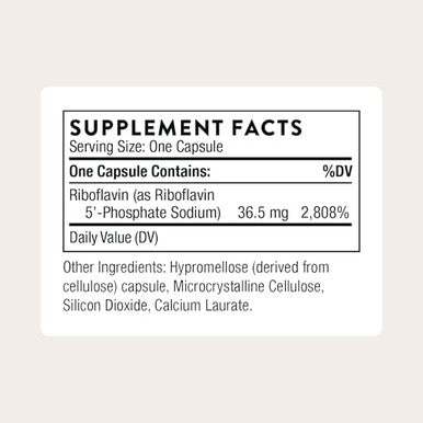 Thorne - Riboflavin 5'-Phosphate - Bioactive Tissue Ready Form Of Vitamin B2 For Methylation Support - Vitamin B2 Supplement - Third-Party Certified - Gluten Dairy & Soy-Free 60 Capsules