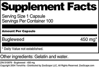 Terravita Bugleweed - 450 Mg (100 Capsules, Zin: 510976)