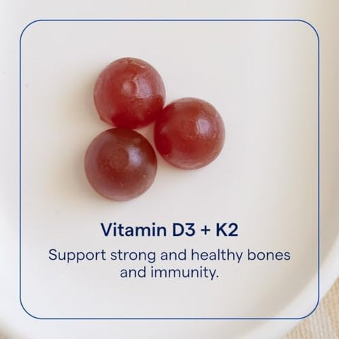 Trace Minerals Vitamin D3 + K2 Gummies Bioavailable Vitamin Blend for Bone Heart and Immune System Support HighPotency PlantBased GlutenFree and Vegan Strawberry 60 Servings