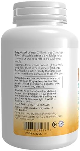 Now Foods Supplements Kid Cal With Calcium Citrate Magnesium And Vitamin D Tart Orange 100 Chewables Packaging May Vary