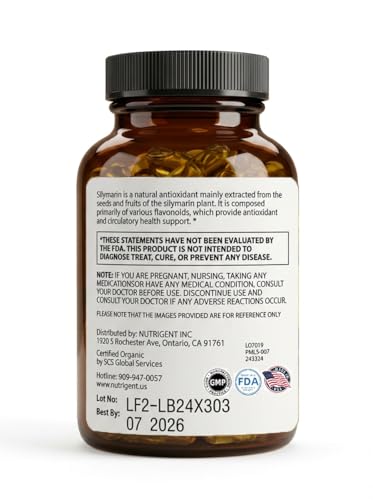 Nutrigent Usda Organic Milk Thistle Supplement Silymarin Supplement 280 Mg Liquid Organic Capsules Liver Health & Detox Support Non-Gmo 60 Count