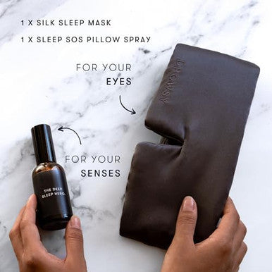 Drowsy Deep Sleep Bundle Sleep This Season. Luxury Silk Sleep Mask Drowsy Dusty Gold Sleep Mask And Drowsy Deep Sleep Sos Pillow Spray