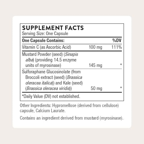 Thorne - Broccoli Seed Extract - Supports Liver Detox & Provides Antioxidant Support - Sulforaphane Glucosinolate (Sgs) Vitamin C & Mustard Powder Supplement - Third-Party Certified 60 Capsules
