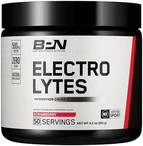 Bare Performance Nutrition Bpn Electrolytes Hydration Drink Mix Sugar Electrolyte Powder 500Mg Sodium Per Serving Naturally Sweetened Lemon Lime 50 Servings