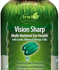 Irwin Naturals Vision Sharp Multinutrient Eye Health 42 Liquid Softgels With Lutein Bilberry & Omega3S