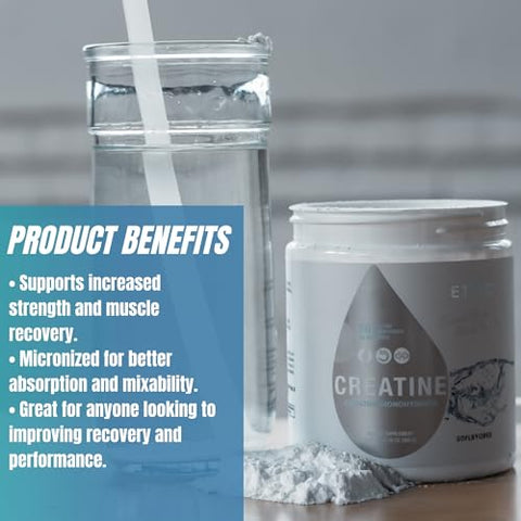 Sweat Ethic Creatine Monohydrate 5 G Creatine Per Serving Unflavored Supports Training & Strength Easily Mixes With Water Or Any Beverage No Fillers Workout Supplement For Men & Women 60 Srvgs