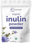 Micro Ingredients Organic Inulin Fiber Powder 2Lb Natural Prebiotic To Support Digestive & Gut Health Soluble Easily Digestible Unflavored Vegan