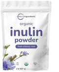 Micro Ingredients Organic Inulin Fiber Powder 2Lb Natural Prebiotic To Support Digestive & Gut Health Soluble Easily Digestible Unflavored Vegan