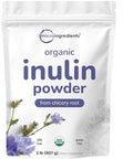Micro Ingredients Organic Inulin Fiber Powder 2Lb Natural Prebiotic To Support Digestive & Gut Health Soluble Easily Digestible Unflavored Vegan