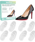 Welnove Gel Ball Of Foot Cushions - Welnove Metatarsal Pads Women Non-Slip Forefoot Cushion Shoes Inserts For Foot Pain Relief Comfort Shock Absorption & All-Day Wear In Sandals High Heels Flats 4 Pairs