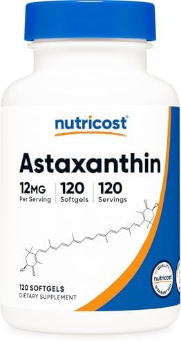 Nutricost Astaxanthin 12Mg Nongmo And Gluten 120 Softgels (4 Month Supply)
