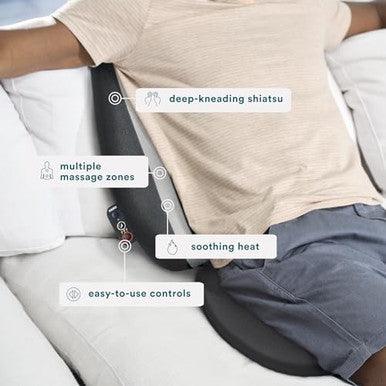 Homedics Shiatsu Massage Cushion With Soothing Heat Deep-Kneading Massage Targets Pressure Points All Over Back Soothing Heat Relax Overworked Muscles Release Tension Reduce Back Pain