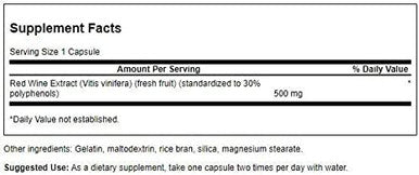 Swanson Red Wine Extract 500 Milligrams 90 Capsules