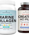 Amandean Premium Creatine Hcl & Marine Collagen Bundle. Usamade Concret. 7X Concentrated. Wildcaught Hydrolyzed Fish Collagen Protein. Antiaging. Support Recovery & Lean Muscle. Healthy Skin