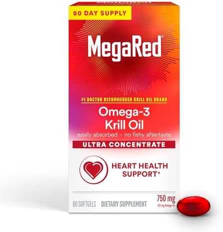 Megared Ultra Strength 1000Mg Omega3 Krill Oil Supplement With Epa/Dha Astaxanthin & Phospholipids No Fish Oil Aftertaste Supports Heart Brain Joint And Eye Health 60 Count Softgels.