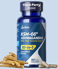 Lincnutri Ksm-66 Ashwagandha Supplements Extra Strength Ashwagandha Root Extract 10-In-1 Adaptogen Complex For Cortisol Stress Relief Boost Energy & Immune Support 60 Vegan Gluten-Free Capsules