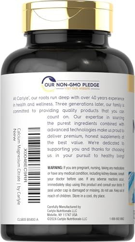Carlyle Calcium Magnesium Citrate With Vitamin D3 150 Capsules Non-Gmo & Gluten Supplement