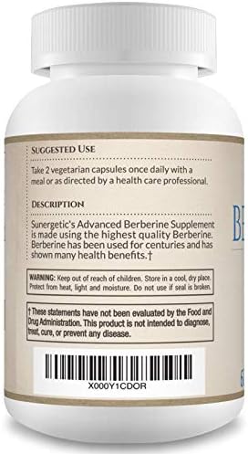 Sunergetic Premium Berberine Supplement 1200Mg Per Serving Berberine Hcl Supplement Nongmo Immune Support 60 Capsules
