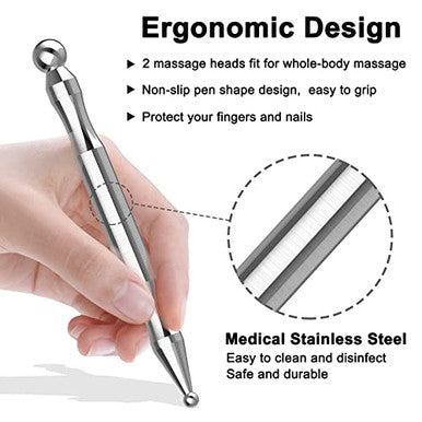 Melonsun Stainless Steel Acupuncture Pen For Tmj Relief Fsa-Hsa-Eligible Tmj Massager For Jaw Clenching Acupressure Facial Tool For Face Reflexology & Full-Body Pressure Point Massage