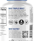 Nutri Triple Magnesium Complex 440mg Magnesium Glycinate Malate and Taurinate 100% Chelated for Maximum Absorption 120 Vegan Capsules Triple Complex Magnesium Magnesio Triple Complex